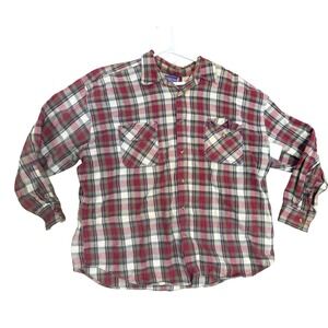 Northcrest Plaid Flannel Shirt Long Sleeve Button Down Top XX Large Red Green